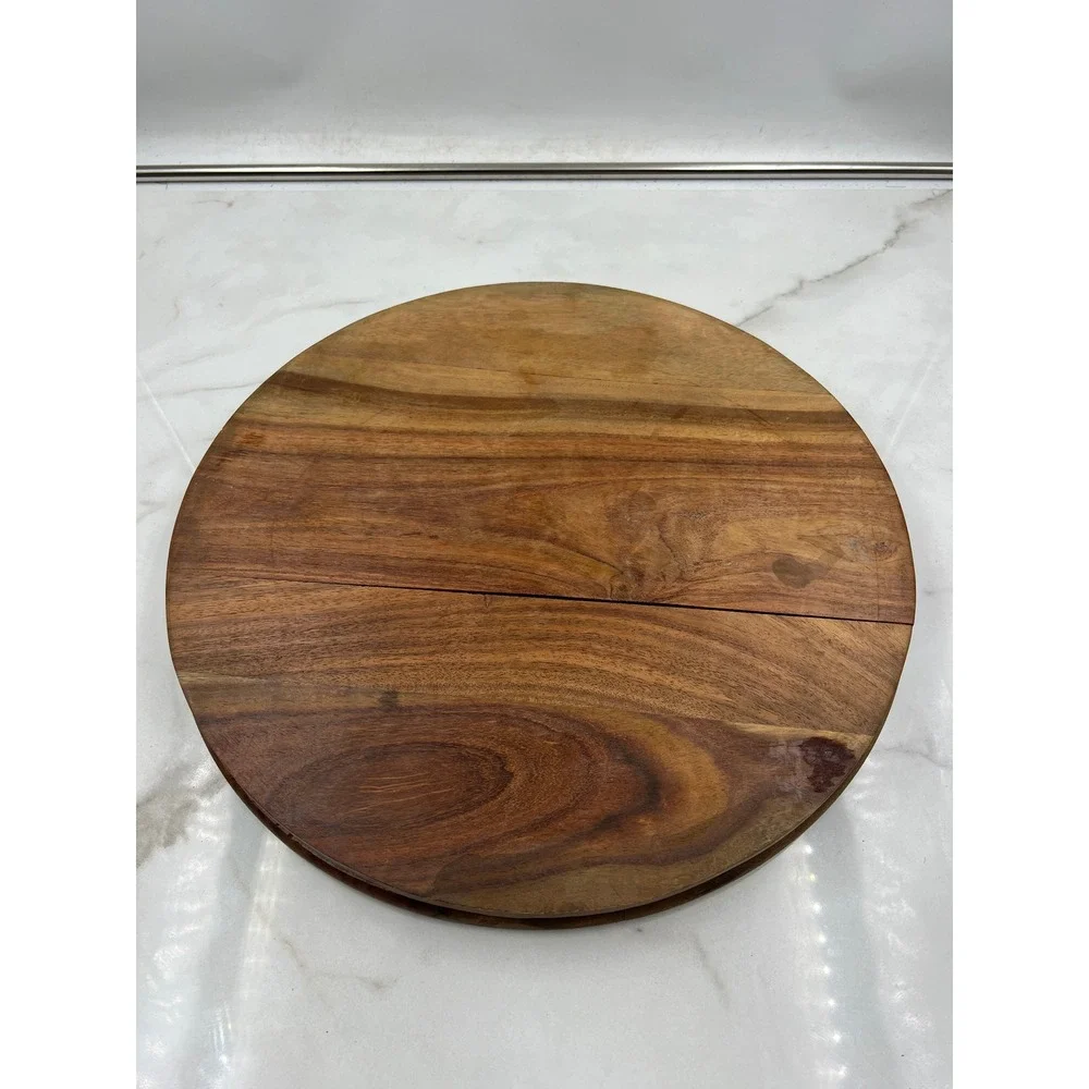 Hand Carved Collapsible Wooden Fruit Basket Spiral Design 5 Compartment Trivet
